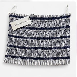 Christian Lacroix Navy and White Smocked Strapless Tube Top Size XS NWT